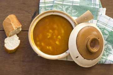 homemade algeria food dry bean soup with potato and tomate sauce 