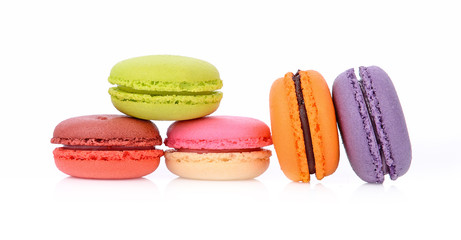 macaroons or macaron on white background, Dessert