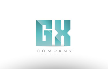 gx g x alphabet letter green logo icon design