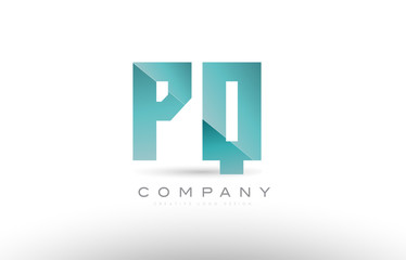 pq p q alphabet letter green logo icon design