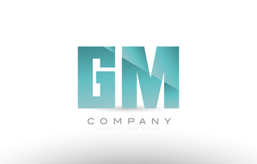 gm g m alphabet letter green logo icon design