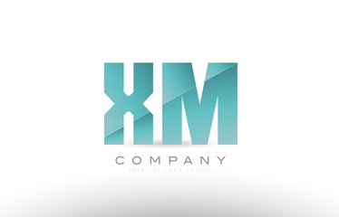xm x m alphabet letter green logo icon design
