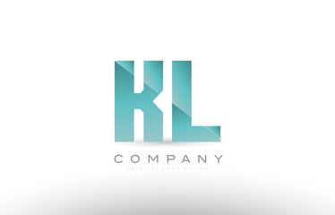 kl k l alphabet letter green logo icon design