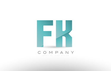 fk f k alphabet letter green logo icon design