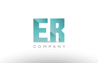 er e r alphabet letter green logo icon design
