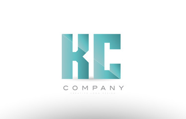 kc k c alphabet letter green logo icon design
