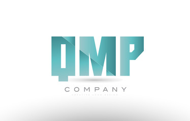Obraz premium qmp q m p alphabet three 3 letter green logo icon design