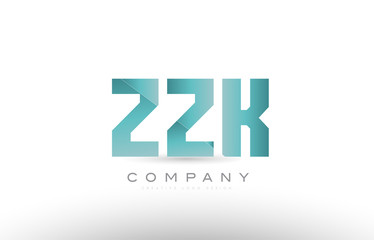 zzk z z k alphabet three 3 letter green logo icon design