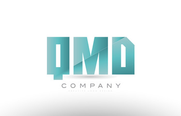 qmd q m d alphabet three 3 letter green logo icon design