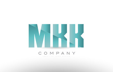 Obraz premium mkk m k k alphabet three 3 letter green logo icon design