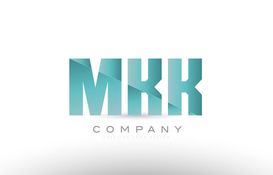 mkk m k k alphabet three 3 letter green logo icon design