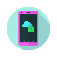 A smartphone icon with a lock screen background.