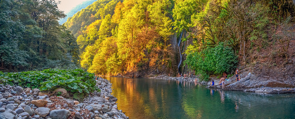 Autumn evening at the Orekhovskoye Falls (Neighborhood of Sochi)