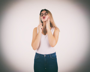 Young cute girl with glasses  