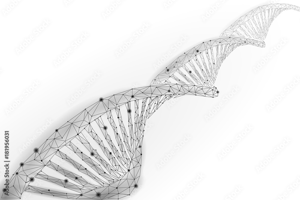 Aufkleber dna 3d chemical molecule structure low poly. polygonal triangle point line healthy cell part. micros