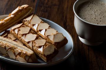 Puff Pastry Glazed Italian Biscuits with Cappuccino Coffee / Sfogliatine.