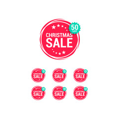Christmas Sale % Off Shopping Round Tags
