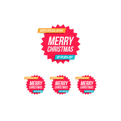 Merry Christmas % Off Offer Shopping Tags