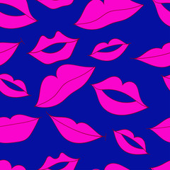 seamless pattern with cute pink lips for fashion or Valentine's Day