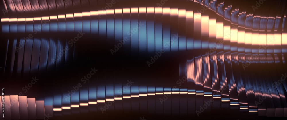 Poster Wave band abstract background surface 3d rendering