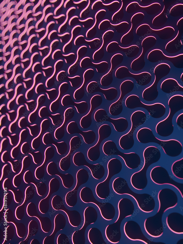 Aufkleber Dark abstract form with luminous lines inside. 3d rendering