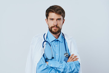 1990685 Man with a beard against a light background, doctor, medicine, scientist, science