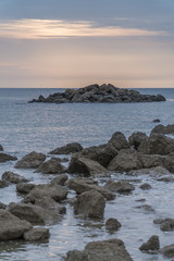 sunrise scenic with stone in foreground