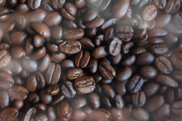Roasted coffee bean with smoke