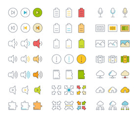 Set Vector Flat Line Icons Office and Business