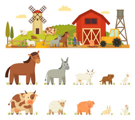 Animal Farm Vector Illustration White background