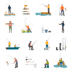 Fishing Activity of Men on Vector Illustration