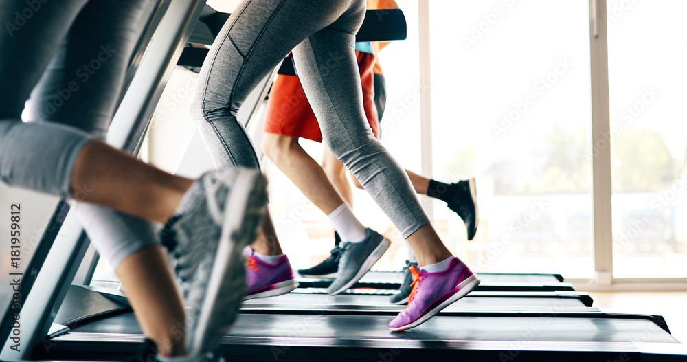 Canvas Prints Picture of people running on treadmill in gym