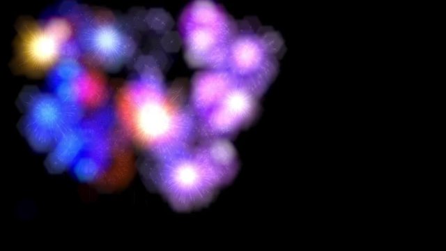 bokeh of fireworks. lens blur effect for multi colored fireworks. V4