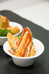 Fish fingers with tomato sauce