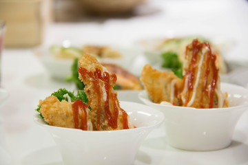 Fish fingers with tomato sauce