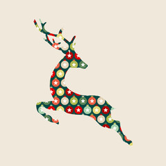 Card Reindeer Pattern Beige/Red/Green