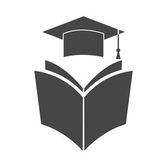Graduation cap over open Book icon, Education icon