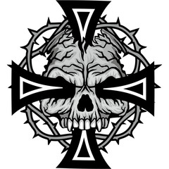 grunge skull coat of arms