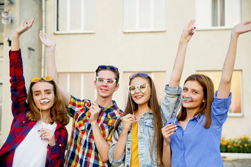 Teenagers walking outside