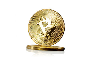 golden bitcoin, isolated