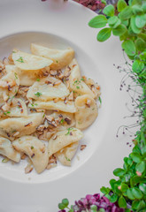dumplings with potatoes and mushrooms