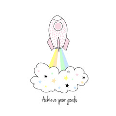 Vector illustration concept of new business project startup development and launch a new innovation women product or idea for cute print or postacrd doodle design