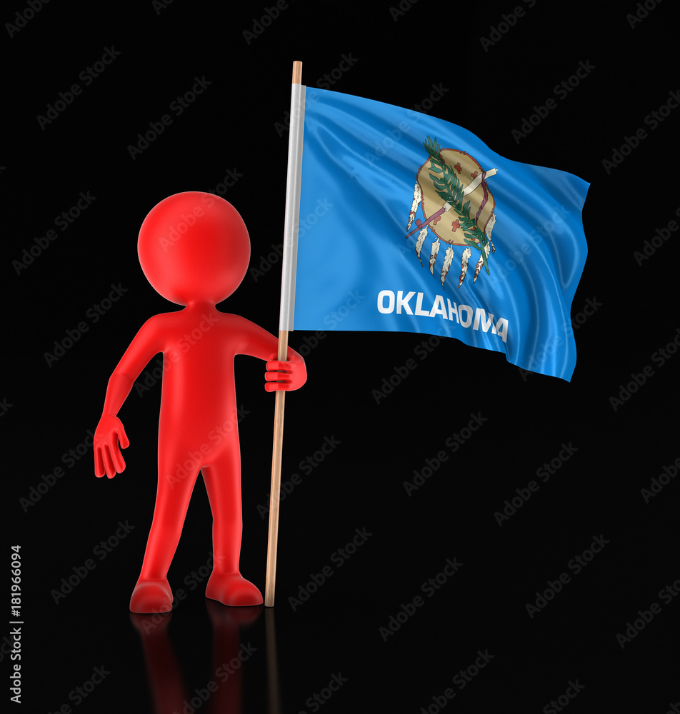 Poster man and flag of the us state of oklahoma image with clipping path