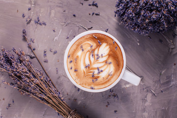 Cup of lavender cappuccino 