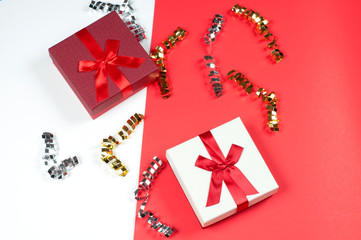 Christmas and New Year gift on a wooden table background