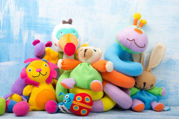 Obraz premium Set of colorful Kids toys frame. Copy space for text