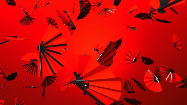 Red Fans On Red Background.
Loop able 3DCG render Animation.