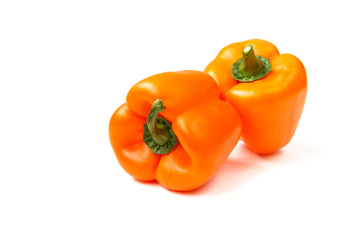 Yellow sweet fresh pepper on white background isolated