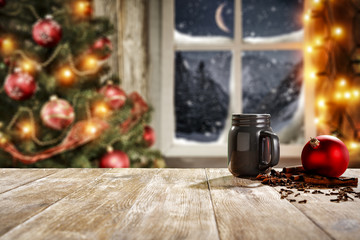 christmas table and window space
