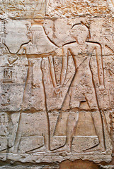 Egyptian hieroglyphs on the wall